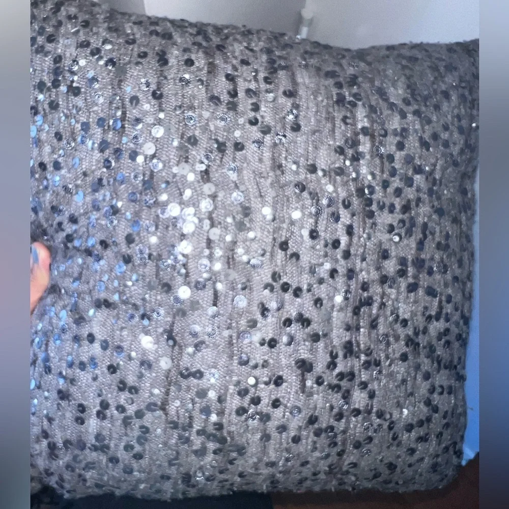 West Elm grey sequined throw pillow - 16x16